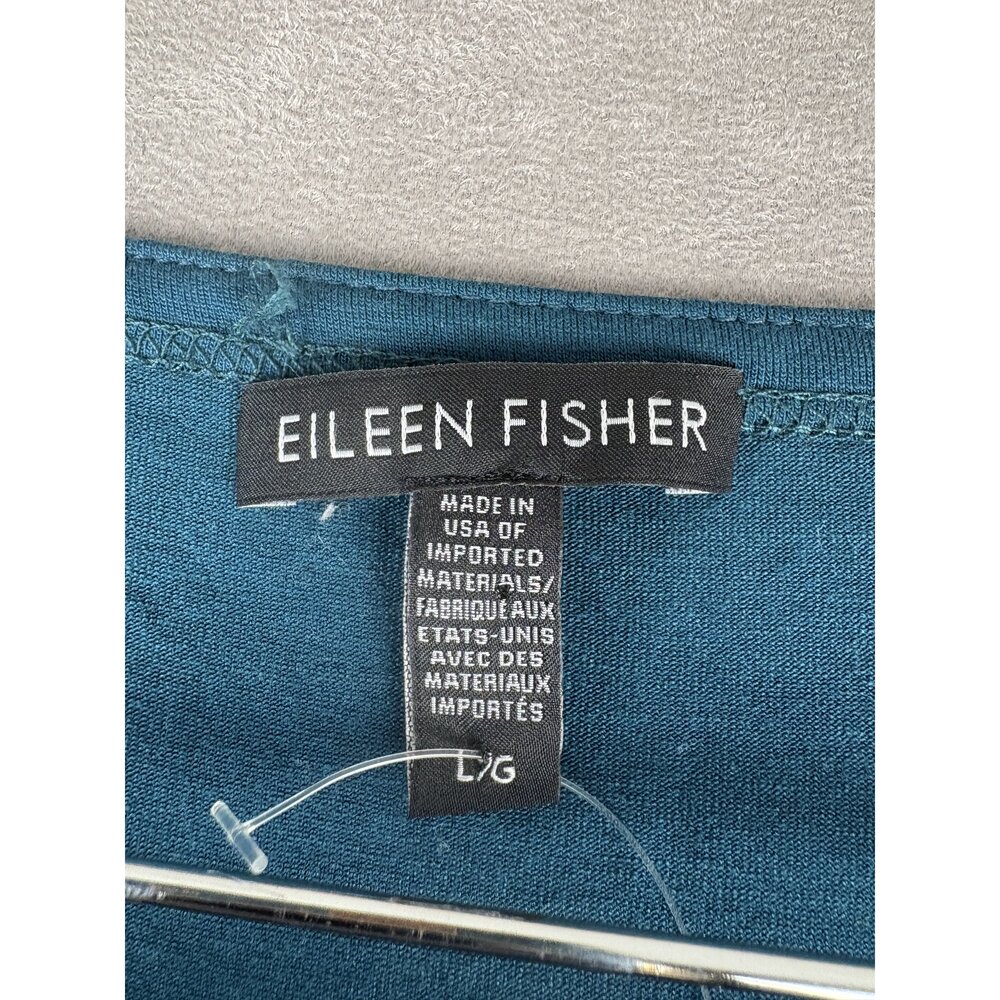 Eileen Fisher Long-Sleeve A-Line Dress Size L Teal - Picture 4 of 10